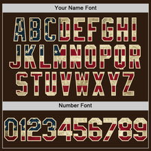 Charger l'image dans la galerie, Custom Brown Vintage USA Flag Cream-Maroon Bomber Full-Snap Varsity Letterman Hoodie Jacket