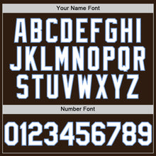 Charger l'image dans la galerie, Custom Brown White-Light Blue Bomber Full-Snap Varsity Letterman Two Tone Hoodie Jacket