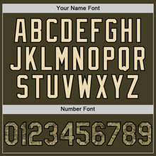 Charger l'image dans la galerie, Custom Olive Camo Black-Cream Bomber Full-Snap Varsity Letterman Salute To Service Hoodie Jacket