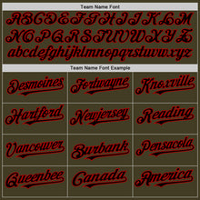 Charger l'image dans la galerie, Custom Olive Black-Red Bomber Full-Snap Varsity Letterman Salute To Service Hoodie Jacket