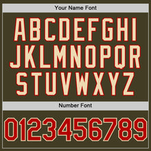 Charger l'image dans la galerie, Custom Olive Red-Cream Bomber Full-Snap Varsity Letterman Salute To Service Hoodie Jacket