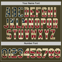 Charger l'image dans la galerie, Custom Olive Vintage USA Flag Cream-Black Bomber Full-Snap Varsity Letterman Two Tone Salute To Service Hoodie Jacket