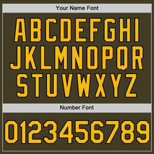 Charger l'image dans la galerie, Custom Olive Gold-Black Bomber Full-Snap Varsity Letterman Two Tone Salute To Service Hoodie Jacket