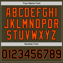 Charger l'image dans la galerie, Custom Olive Black-Orange Bomber Full-Snap Varsity Letterman Two Tone Salute To Service Hoodie Jacket