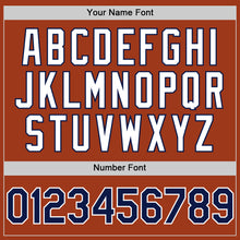 Load image into Gallery viewer, Custom Texas Orange Navy-White Bomber Full-Snap Varsity Letterman Hoodie Jacket