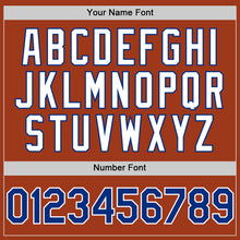 Load image into Gallery viewer, Custom Texas Orange Royal-White Bomber Full-Snap Varsity Letterman Two Tone Hoodie Jacket