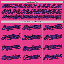 Load image into Gallery viewer, Custom Pink Purple-Black Bomber Full-Snap Varsity Letterman Hoodie Jacket