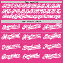 Load image into Gallery viewer, Custom Pink White Bomber Full-Snap Varsity Letterman Two Tone Hoodie Jacket