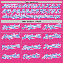 Load image into Gallery viewer, Custom Pink Light Blue-White Bomber Full-Snap Varsity Letterman Two Tone Hoodie Jacket