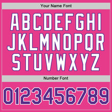 Load image into Gallery viewer, Custom Pink Purple-White Bomber Full-Snap Varsity Letterman Two Tone Hoodie Jacket