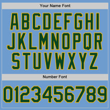 Load image into Gallery viewer, Custom Light Blue Green-Gold Bomber Full-Snap Varsity Letterman Hoodie Jacket