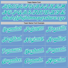 Load image into Gallery viewer, Custom Light Blue Aqua-White Bomber Full-Snap Varsity Letterman Hoodie Jacket