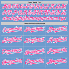 Load image into Gallery viewer, Custom Light Blue Pink-White Bomber Full-Snap Varsity Letterman Hoodie Jacket