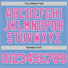 Load image into Gallery viewer, Custom Light Blue Pink-White Bomber Full-Snap Varsity Letterman Hoodie Jacket