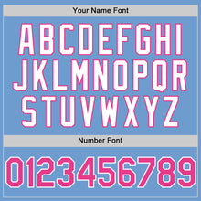 Load image into Gallery viewer, Custom Light Blue Pink-White Bomber Full-Snap Varsity Letterman Two Tone Hoodie Jacket