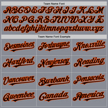 Load image into Gallery viewer, Custom Gray Black-Orange Bomber Full-Snap Varsity Letterman Hoodie Jacket