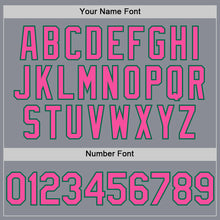 Load image into Gallery viewer, Custom Gray Pink-Kelly Green Bomber Full-Snap Varsity Letterman Hoodie Jacket