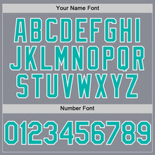 Загрузить изображение в средство просмотра галереи, Custom Gray Aqua-White Bomber Full-Snap Varsity Letterman Hoodie Jacket