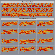 Laden Sie das Bild in den Galerie-Viewer, Custom Gray Red-Gold Bomber Full-Snap Varsity Letterman Hoodie Jacket