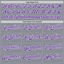 Load image into Gallery viewer, Custom Gray Purple-White Bomber Full-Snap Varsity Letterman Hoodie Jacket