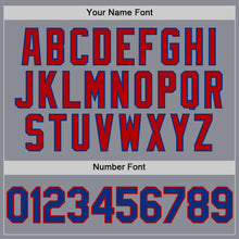 Laden Sie das Bild in den Galerie-Viewer, Custom Gray Royal-Red Bomber Full-Snap Varsity Letterman Two Tone Hoodie Jacket