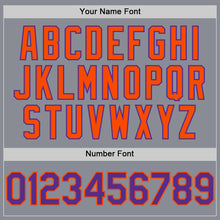 Charger l'image dans la galerie, Custom Gray Purple-Orange Bomber Full-Snap Varsity Letterman Two Tone Hoodie Jacket