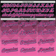 Charger l'image dans la galerie, Custom Black Pink-Light Blue Gradient Square Shape 3D Pattern Design Bomber Full-Snap Varsity Letterman Hoodie Jacket