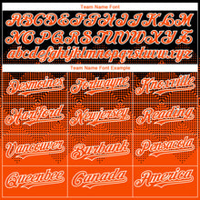 Charger l'image dans la galerie, Custom Black Orange-White Gradient Square Shape 3D Pattern Design Bomber Full-Snap Varsity Letterman Hoodie Jacket