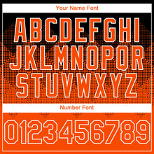 Charger l'image dans la galerie, Custom Black Orange-White Gradient Square Shape 3D Pattern Design Bomber Full-Snap Varsity Letterman Hoodie Jacket