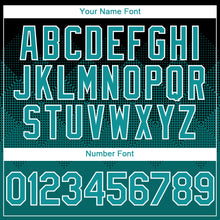 Charger l'image dans la galerie, Custom Black Teal-White Gradient Square Shape 3D Pattern Design Bomber Full-Snap Varsity Letterman Hoodie Jacket