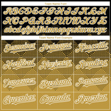 Laden Sie das Bild in den Galerie-Viewer, Custom Black Old Gold-White Gradient Square Shape 3D Pattern Design Bomber Full-Snap Varsity Letterman Hoodie Jacket