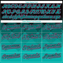 Laden Sie das Bild in den Galerie-Viewer, Custom Black Aqua-Pink Gradient Square Shape 3D Pattern Design Bomber Full-Snap Varsity Letterman Hoodie Jacket