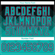 Laden Sie das Bild in den Galerie-Viewer, Custom Black Aqua-Pink Gradient Square Shape 3D Pattern Design Bomber Full-Snap Varsity Letterman Hoodie Jacket