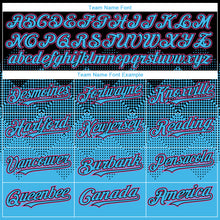 Charger l'image dans la galerie, Custom Black Sky Blue-Pink Gradient Square Shape 3D Pattern Design Bomber Full-Snap Varsity Letterman Hoodie Jacket