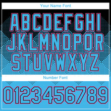 Charger l'image dans la galerie, Custom Black Sky Blue-Pink Gradient Square Shape 3D Pattern Design Bomber Full-Snap Varsity Letterman Hoodie Jacket