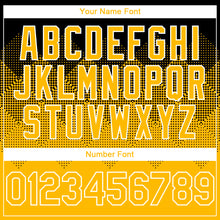 Charger l'image dans la galerie, Custom Black Gold-White Gradient Square Shape 3D Pattern Design Bomber Full-Snap Varsity Letterman Hoodie Jacket