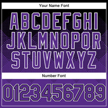 Charger l'image dans la galerie, Custom Black Purple-White Gradient Square Shape 3D Pattern Design Bomber Full-Snap Varsity Letterman Hoodie Jacket