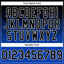 Charger l'image dans la galerie, Custom Black Thunder Blue-White Gradient Square Shape 3D Pattern Design Bomber Full-Snap Varsity Letterman Hoodie Jacket