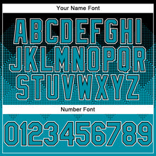 Charger l'image dans la galerie, Custom Black Teal-White Gradient Square Shape 3D Pattern Design Bomber Full-Snap Varsity Letterman Hoodie Jacket