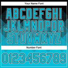 Charger l'image dans la galerie, Custom Black Lakes Blue-White Gradient Square Shape 3D Pattern Design Bomber Full-Snap Varsity Letterman Hoodie Jacket