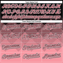 Charger l'image dans la galerie, Custom Black Medium Pink-White Gradient Square Shape 3D Pattern Design Bomber Full-Snap Varsity Letterman Hoodie Jacket