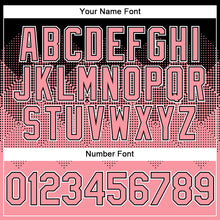 Charger l'image dans la galerie, Custom Black Medium Pink-White Gradient Square Shape 3D Pattern Design Bomber Full-Snap Varsity Letterman Hoodie Jacket