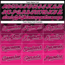 Charger l'image dans la galerie, Custom Black Hot Pink-White Gradient Square Shape 3D Pattern Design Bomber Full-Snap Varsity Letterman Hoodie Jacket