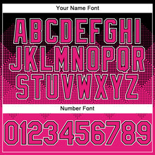 Charger l'image dans la galerie, Custom Black Hot Pink-White Gradient Square Shape 3D Pattern Design Bomber Full-Snap Varsity Letterman Hoodie Jacket