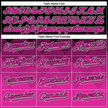 Charger l'image dans la galerie, Custom Black Deep Pink-White Gradient Square Shape 3D Pattern Design Bomber Full-Snap Varsity Letterman Hoodie Jacket