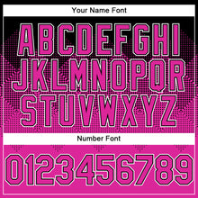 Charger l'image dans la galerie, Custom Black Deep Pink-White Gradient Square Shape 3D Pattern Design Bomber Full-Snap Varsity Letterman Hoodie Jacket