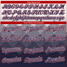 Charger l'image dans la galerie, Custom White Navy-Red Gradient Square Shape 3D Pattern Design Bomber Full-Snap Varsity Letterman Hoodie Jacket