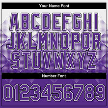 Charger l'image dans la galerie, Custom White Purple-Black Gradient Square Shape 3D Pattern Design Bomber Full-Snap Varsity Letterman Hoodie Jacket