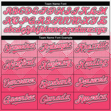 Charger l'image dans la galerie, Custom White Neon Pink-Black Gradient Square Shape 3D Pattern Design Bomber Full-Snap Varsity Letterman Hoodie Jacket