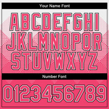 Charger l'image dans la galerie, Custom White Neon Pink-Black Gradient Square Shape 3D Pattern Design Bomber Full-Snap Varsity Letterman Hoodie Jacket